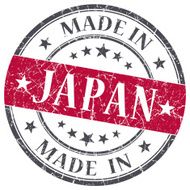 made in Japan red grunge round stamp
