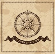 Vintage compass rose - old map vector background