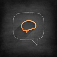 Speech bubble with brain on Blackboard - Chalkboard