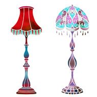 Watercolor vector vintage floor lamps set N4