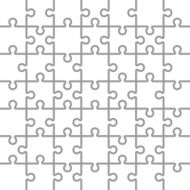 Jigsaw puzzle white blank parts template 7x7 pieces
