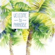 Template with vector watercolor palms N3