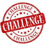 Challenge red round grungy vintage rubber stamp