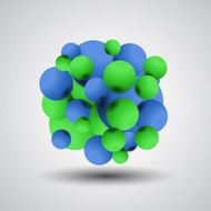 blue and green 3D ball pattern background