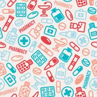 Seamless pattern of pills and capsules icons