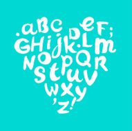 Heart-shaped scribble hand drawn white alphabet