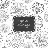 Chalk flowers blackboard frame seamless pattern background