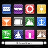 Set of colorful glossy travel icons