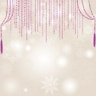 Ð¡urtain garlands over snowflakes slatted background