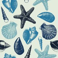 Vintage background with sea shells N5