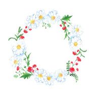 Meadow blossom round vector design frame