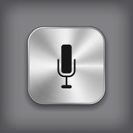 Microphone icon - vector metal app button N2