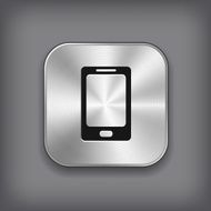 Phone icon - vector metal app button N3