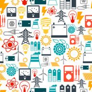 Seamless pattern with power icons in flat design style N2