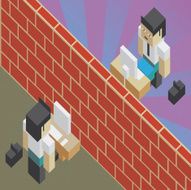 Brick wall between two workers N2