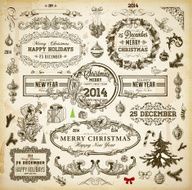 Set of Vintage Christmas Design Elements N2