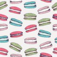 Seamless pattern with hand drawn macaroons