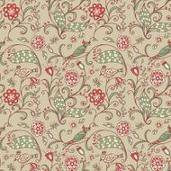 seamless background with birds and flowers N2