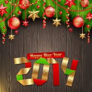 New 2014 year greetings with holidays decoration