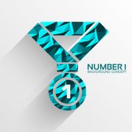 Polygonal medal number one vector background concept