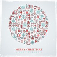 Vintage Christmas elements formed circle Vector illustration