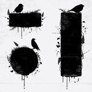 Floral grunge banners with birds N2