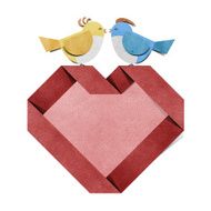 red heart and bird recycled papercraft N6