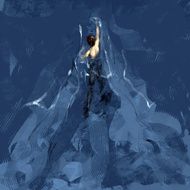 Top view of a man swimming
