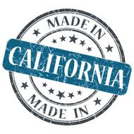 made in California blue round grunge isolated stamp N2