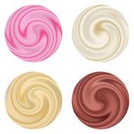 Set of milk yogurt cream curl isolated N2