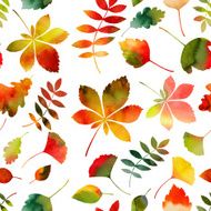 Seamless Watercolor Autumn Leaves Pattern N4