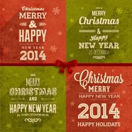 Several Christmas Greetings on Grunge Background