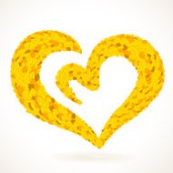 Heart symbol with autumn leaves