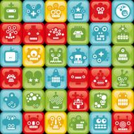 Robots on buttons seamless background
