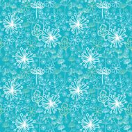 Soft blue and white garden seamless pattern background N2