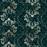 Green seamless Rococo floral