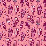 Vector seamless pattern with ice cream N7