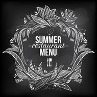 Floral menu border at chalkboard