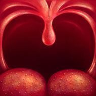 Illustration close-up of uvula in throat