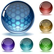 Glossy colorful textured globes