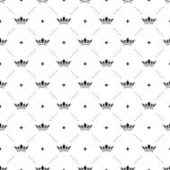 Seamless vector black pattern with king crowns N2