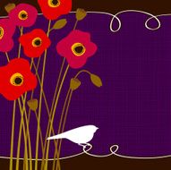 Poppies and bird