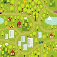 Cartoon map of small town and countryside N2