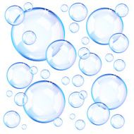 Transparent blue soap bubbles