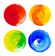 Rounded watercolor design elements hand drawn on canvas