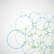 Blue and green complex circle design on white background N2