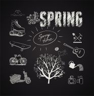 Spring vector set on blackboard