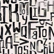 Seamless vintage style pattern uneven grunge letters of random