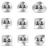 Connection brushed metal icons