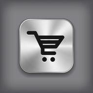 Shop cart icon - vector metal app button N2